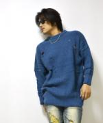 ͽ2پʡDrop Sholder Clash Knit Sweater/ɥåץå˥åȥ/TURQUOISE