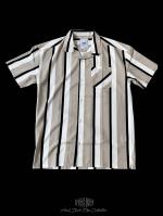 FLASHBACK19SSǿOVERSIZE Stripe short sleeve shirt BEI