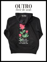 OUTRO-feer de seal- Back Rose Logo Hoodie BLK