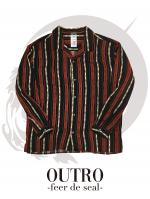 OUTRO-feer de seal- Ethnic Stripe Open Collar Shirt RED