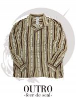 OUTRO-feer de seal- Ethnic Stripe Open Collar Shirt BEG