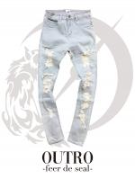 OUTRO-feer de seal- High Damage Skinny Denim pants