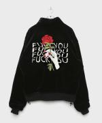 LEGENDA FUCK YOU ROSE Embroidery Stand ECO Fur Blouson