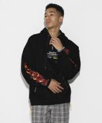 LEGENDA Fire  Rose Embroidery Hoodie