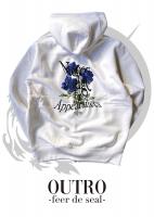 OUTRO-feer de seal- Blue Rose Back Zip Hoodie WHT