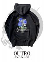 OUTRO-feer de seal- Blue Rose Back Zip Hoodie BLK