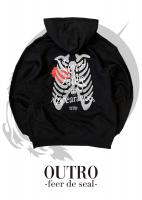  OUTRO-feer de seal- N.J.B.A Skeleton Heart Hoodie BLK