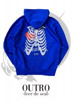  OUTRO-feer de seal- N.J.B.A Skeleton Heart Hoodie BLU