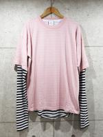 Border Layered Tee-PINK-