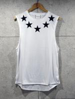 Star Neck Tank Top-WHITE-