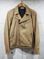 Suede W Rider's Jacket-BEIGE-