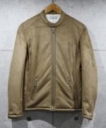  Suede Boa Single Rider's Jacket-BEIGE-