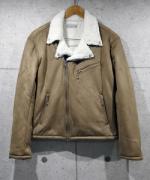 Suede Boa W Rider's Jacket-BEIGE-