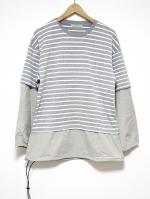   ͽ2پʡFake Layered Knit Sawn-GRAY-